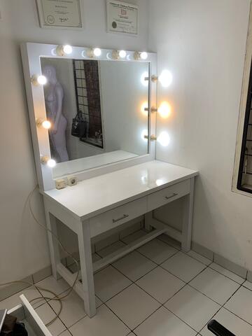 meja rias / makeup / vanity mirror MUA bahan kayu jati belanda