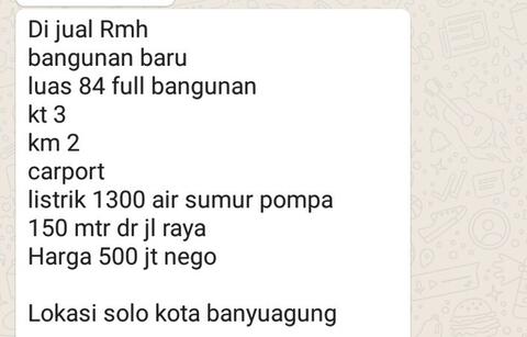 jual rumah di banyuagung solo