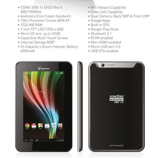 NEW SMARTFREN ANDROTAB 7" BONUS LEATHER CASE+KEYBOARD