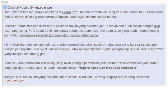 1 Januari 2014, Perubahan Rp 1.000 Jadi Rp 1 Bakal Dimulai