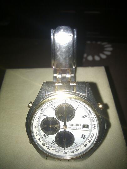 Seiko Chronograph Quartz 7t32-7c60 dial putih alarm active vintage akurat semarang