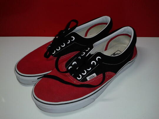 red and black suede vans