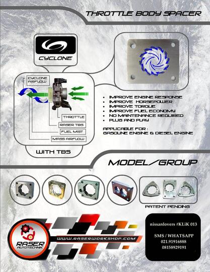 THROTTLE BODY SPACER "RASER" - SOLUSI TARIKAN MOBIL LEMOT