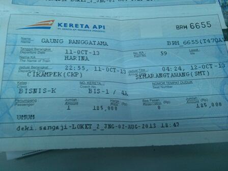 Tiket Kereta Cikampek-Semarang PP 11 Okt & 15 Okt 2013