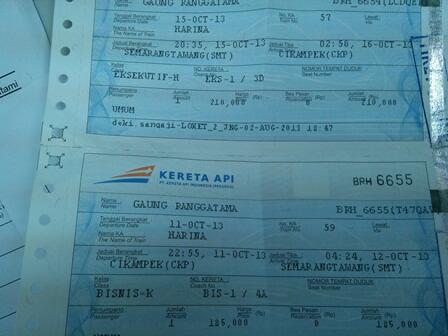 Tiket Kereta Cikampek-Semarang PP 11 Okt & 15 Okt 2013