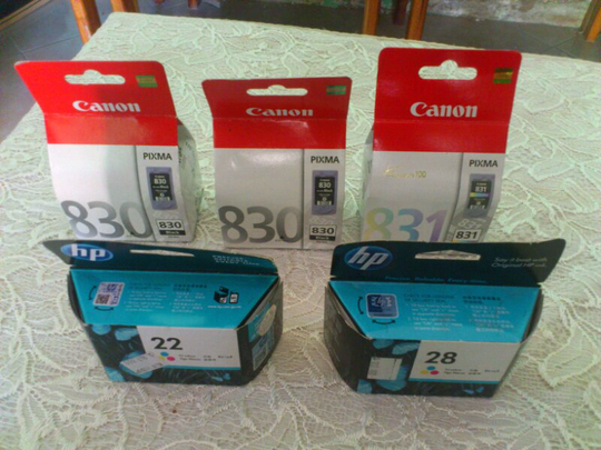 cartridge canon 830, 831, hp 28, 22! !