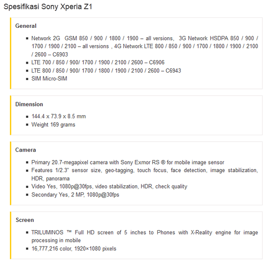 Sony Experia Z1 atau Samsung Galaxy S4
