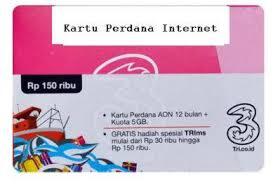 Kartu Perdana Three tri always on (AON) 1 tahun + Quota 5 GB/5GB Bandung,bdg