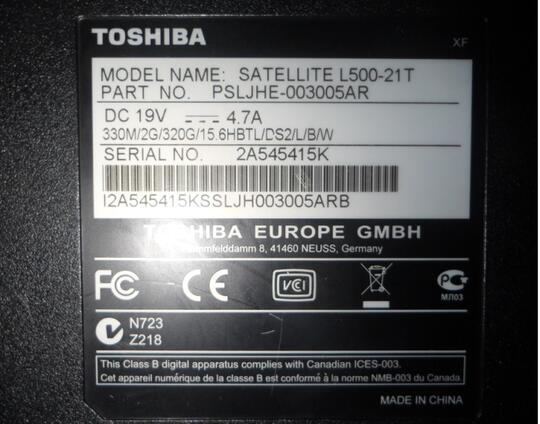 dijual laptop toshiba satelite L500 21T