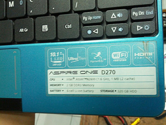 Laptop Netbook ACER ASPIRE ONE D270 lkp grs resmi 1,3 Jakarta