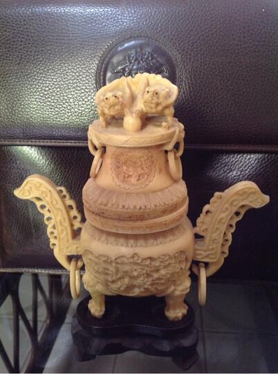 Ukiran vas Chinese Gading Ivory (pre banned era) antik