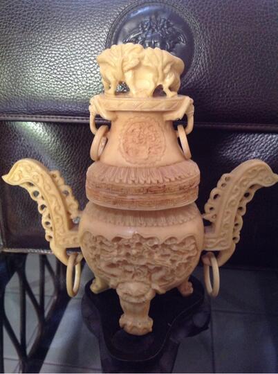 Ukiran vas Chinese Gading Ivory (pre banned era) antik