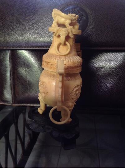 Ukiran vas Chinese Gading Ivory (pre banned era) antik