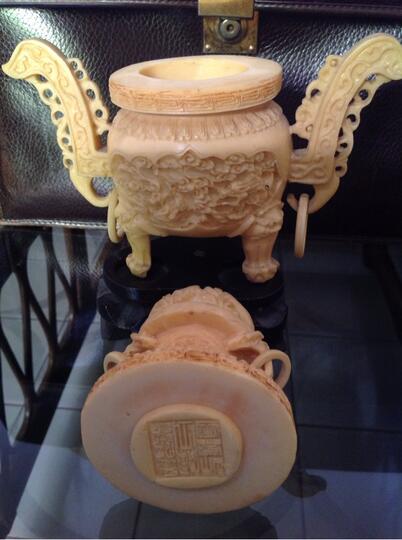 Ukiran vas Chinese Gading Ivory (pre banned era) antik