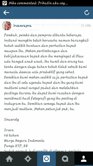 Instagram Saya Di Block ibu Ani Karena Curhat Masalah Asap Riau ke Beliau