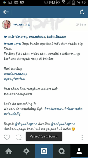 Instagram Saya Di Block ibu Ani Karena Curhat Masalah Asap Riau ke Beliau