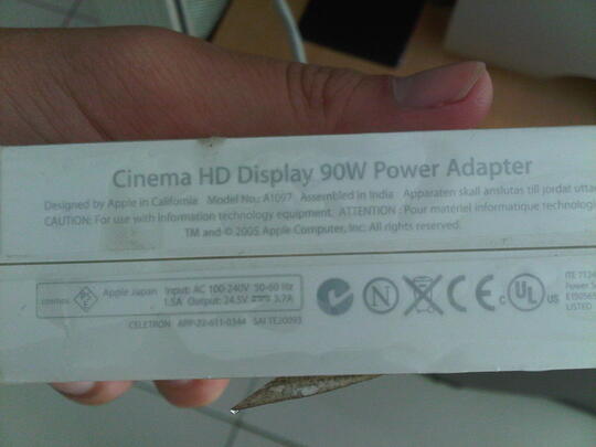 Terjual [WTB] Cinema Display 90W Power Adapter MAC | KASKUS