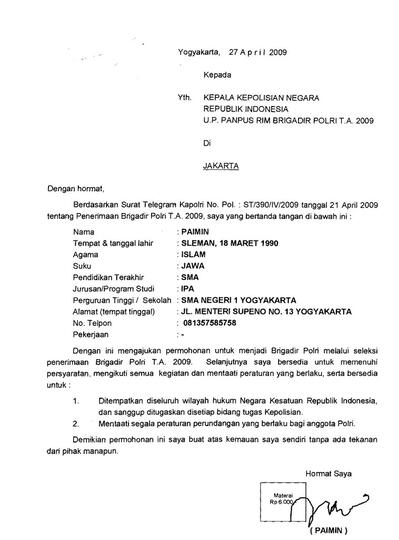 Contoh Berkas Pendaftaran Brigadir Polri Ilmusosial Id Doc Berkas Persyaratan Brigadir Sari Muhammad Arroyan.