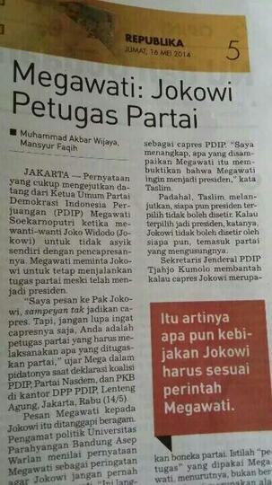 Maukah Agan Punya Presiden Petugas Partai...??