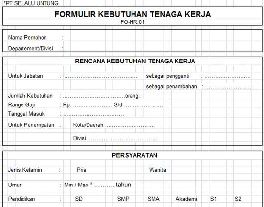Contoh Formulir-formulir yang dibutuhkan HRD Perusahaan