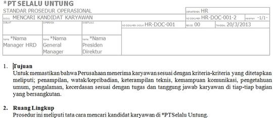 Contoh Formulir-formulir yang dibutuhkan HRD Perusahaan