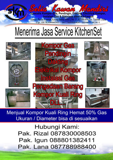 Jasa servis kompor gas, pendingin, dakting, eltrikal kompor dan Instalasi pipa gas