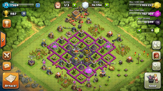id clash of clans lvl 71 TH 8 otw 9