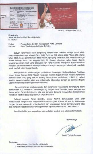 "Ahok Tidak Akan Loyal selama Partai Itu Melanggar Konstitusi"