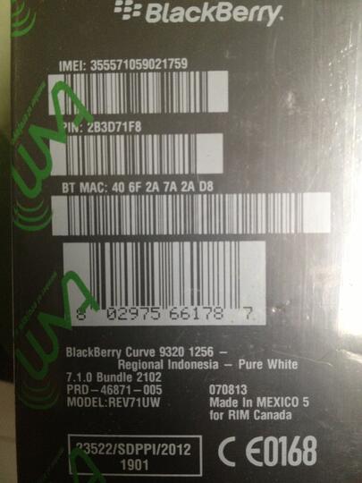 Jual Blackberry curve 9320 pure white garansi TAM 2 th baru