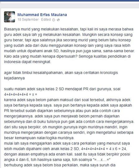 Kakak Siswa Ini Protes PR Adiknya Disalahkan Guru Matematika Karena Tak Sesuai Rumus.