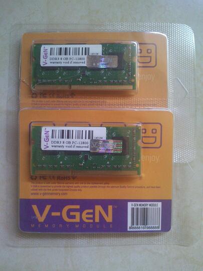 Memory Sodimm V-Gen DDR3 8Gb Pc12800, buat laptop