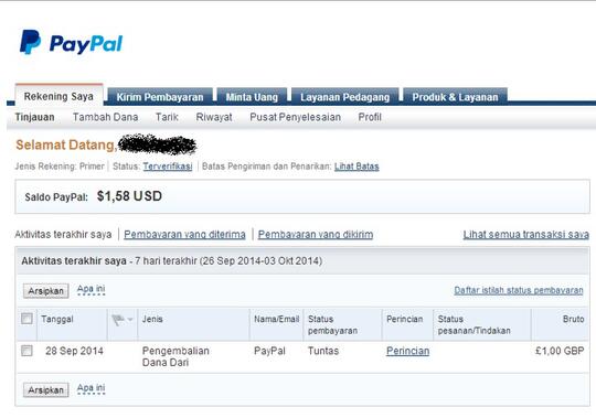 JUAL AKUN PAYPAL VERIFIED UMUR 3 TAHUN