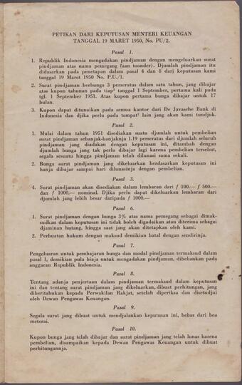 Jual Surat Utang Negara Surat Obligasi Indonesia 1950