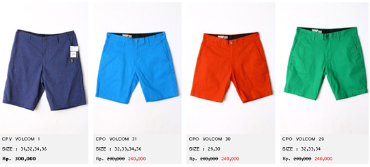 Jual Celana Pendek Pria Original | Kaskus |Billabong, Ripcurl, Volcom