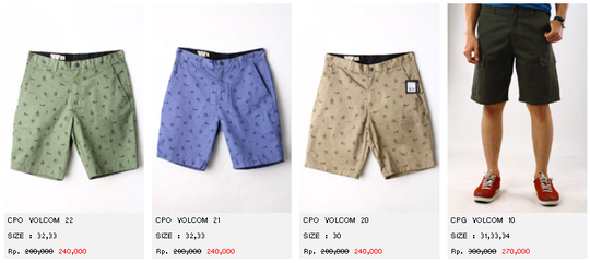 Jual Celana Pendek Pria Original | Kaskus |Billabong, Ripcurl, Volcom
