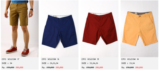 Jual Celana Pendek Pria Original | Kaskus |Billabong, Ripcurl, Volcom