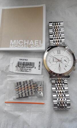 Michael Kors Mid-Size Silver Color/Rose Golden Stainless Steel Brookton Watch
