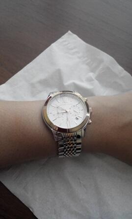 Michael Kors Mid-Size Silver Color/Rose Golden Stainless Steel Brookton Watch