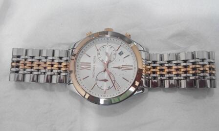 Michael Kors Mid-Size Silver Color/Rose Golden Stainless Steel Brookton Watch
