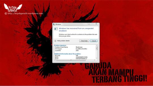 Laptop ane Blue Screen (yang ngerti dapet CENDOL)