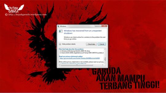 Laptop ane Blue Screen (yang ngerti dapet CENDOL)