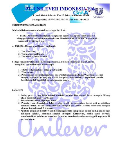 Kop Surat Pt Unilever Contoh Kop Surat