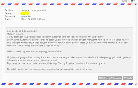 Mdus Penipuan Baru Tansfer Via ATM/Internet Banking Tana Kita Sadari