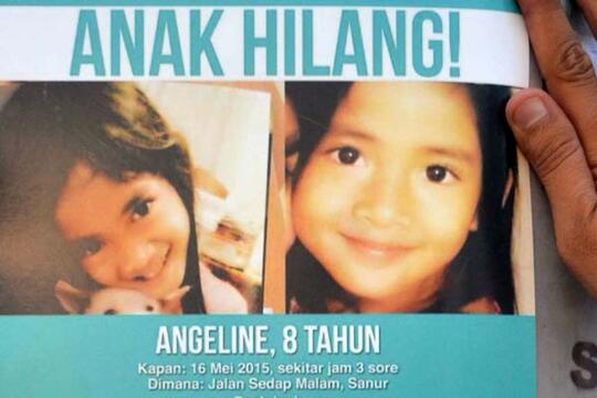 RIP.Angeline, Bocah 8 Tahun yang Hilang Ditemukan Tewas di Belakang Rumah
