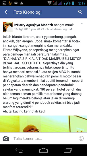 Beredar BC Moge Harley Tabrak Mobil di Jogja, yang melerai babak belur