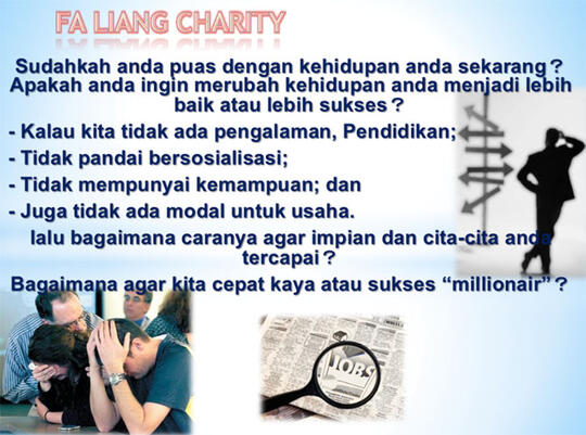FA LIANG CHARITY!!! MODAL 160rb INCOME RATUSAN JUTA! BUKAN JUAL PRODUK!! Real bisnis.