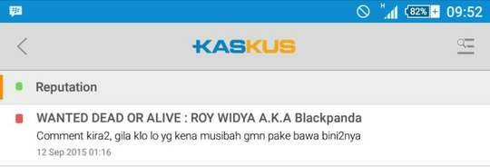 WANTED DEAD OR ALIVE : ROY WIDYA A.K.A Blackpanda
