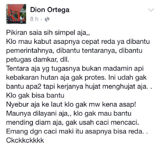 Calon artis baru, Masyarakat hanya diam soal Kabut asap Riau