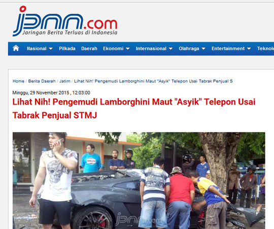 Lihat Nih! Pengemudi Lamborghini Maut "Asyik" Telepon Usai Tabrak Penjual STMJ