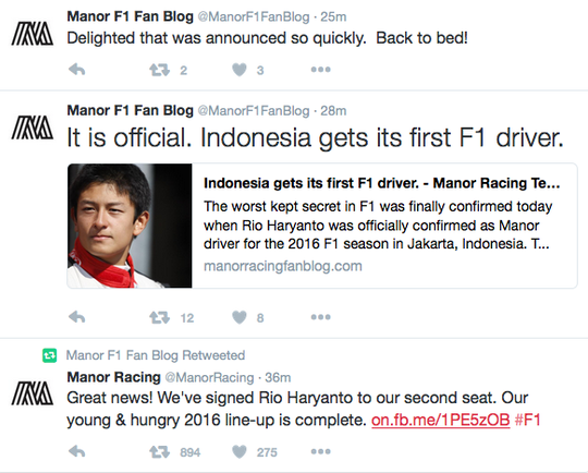 RESMI NIH (Bukan Batanya/dipastikan/kemungkinan...), RIO maju ke F1